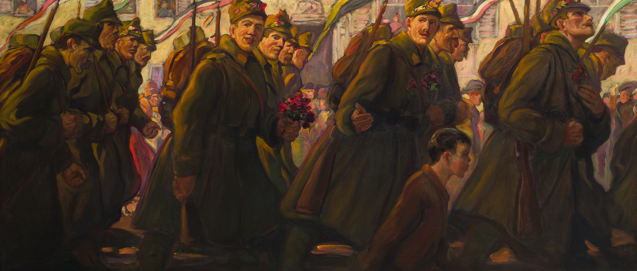 Franz Köck: Auszug von Soldaten des Grazer Hausregiments (Nr. 27), um 1914