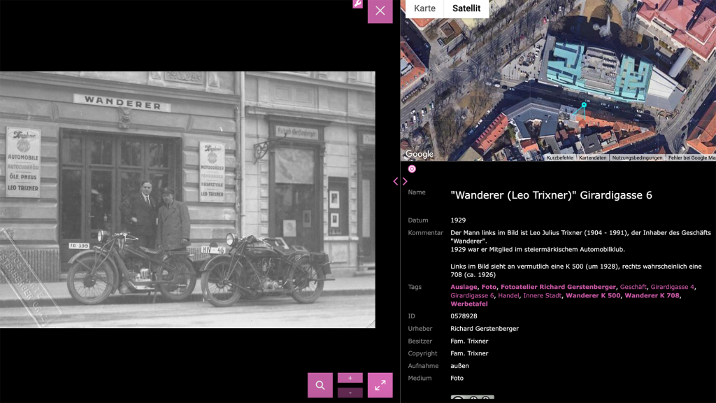 Screenshot einer Seite der topothek Graz.
